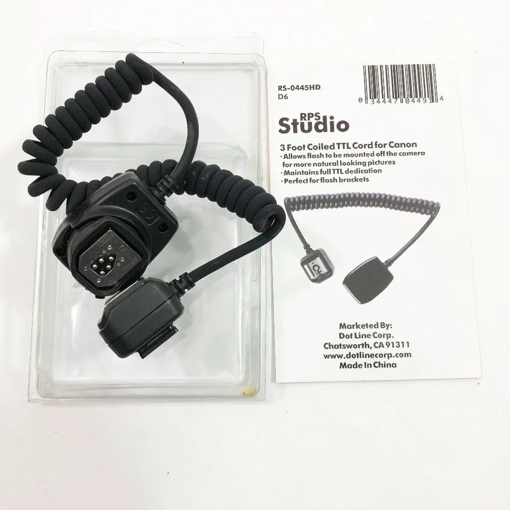NWT RPS Studio Dedicated Heavy Duty TTL Flash Cord for Canon EOS Cameras